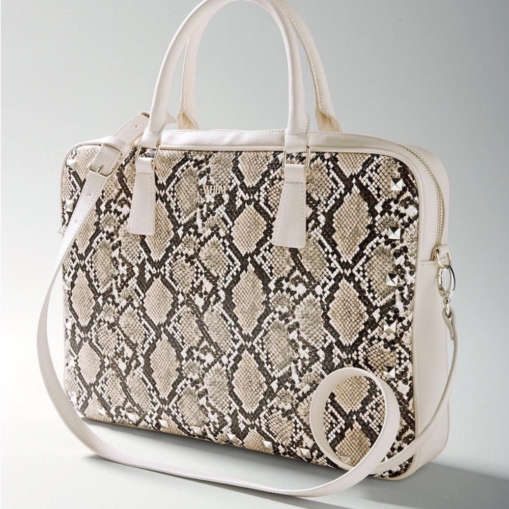 NWT White House black market Whbm python snake skin laptop bag new